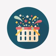 shopping basket flat icon with long shadow eps10 N25
