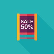 shopping sale sign flag flat icon with long shadow eps10 N35