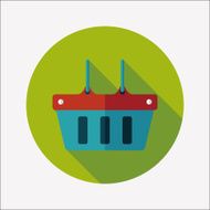 shopping basket flat icon with long shadow eps10 N30