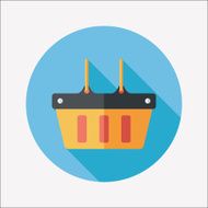 shopping basket flat icon with long shadow eps10 N31