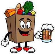 Grocery Bag with Beer