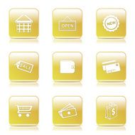 Shopping Sign Square Vector Yellow Icon Design Set 2 N10