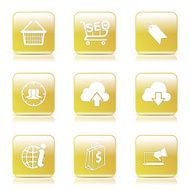 SEO Internet Sign Square Vector Yellow Icon Design Set 7 N9