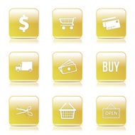 Shopping Sign Square Vector Yellow Icon Design Set N10