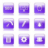 SEO Internet Sign Square Vector Violet Icon Design Set 8 N9