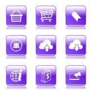SEO Internet Sign Square Vector Violet Icon Design Set 7 N10