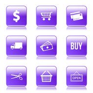Shopping Sign Square Vector Violet Icon Design Set N10