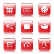 Shopping Sign Square Vector Red Icon Design Set 2 N9