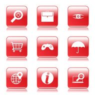 SEO Internet Sign Square Vector Red Icon Design Set 10 N7