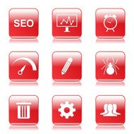 SEO Internet Sign Square Vector Red Icon Design Set 8 N10