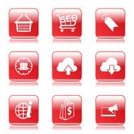 SEO Internet Sign Square Vector Red Icon Design Set 7 N9