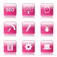 SEO Internet Sign Square Vector Pink Icon Design Set 8 N8