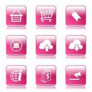 SEO Internet Sign Square Vector Pink Icon Design Set 7 N10