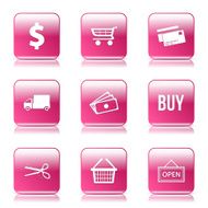 Shopping Sign Square Vector Pink Icon Design Set N10