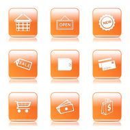 Shopping Sign Square Vector Orange Icon Design Set 2 N8