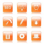 SEO Internet Sign Square Vector Orange Icon Design Set 8 N8