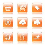SEO Internet Sign Square Vector Orange Icon Design Set 7 N10