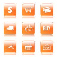 Shopping Sign Square Vector Orange Icon Design Set N10