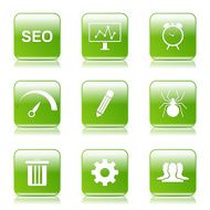 SEO Internet Sign Square Vector Green Icon Design Set 8 N9