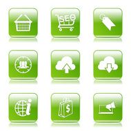 SEO Internet Sign Square Vector Green Icon Design Set 7 N9