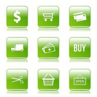 Shopping Sign Square Vector Green Icon Design Set N10