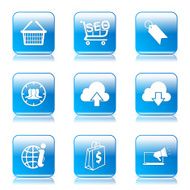 SEO Internet Sign Square Vector Blue Icon Design Set 7 N7