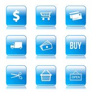 Shopping Sign Square Vector Blue Icon Design Set N10