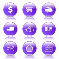 Shopping Sign Violet Vector Button Icon Design Set N8