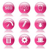 SEO Internet Sign Pink Vector Button Icon Design Set 8 N8