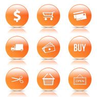 Shopping Sign Orange Vector Button Icon Design Set N7