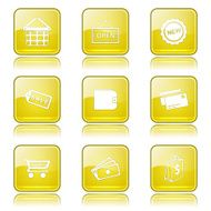 Shopping Sign Square Vector Yellow Icon Design Set 2 N11