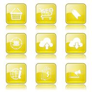 SEO Internet Sign Square Vector Yellow Icon Design Set 7 N10