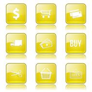 Shopping Sign Square Vector Yellow Icon Design Set N11