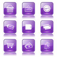 Shopping Sign Square Vector Violet Icon Design Set 2 N10