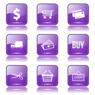 Shopping Sign Square Vector Violet Icon Design Set N11