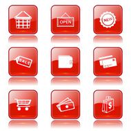 Shopping Sign Square Vector Red Icon Design Set 2 N10
