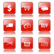 Shopping Sign Square Vector Red Icon Design Set N11