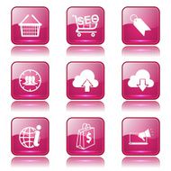SEO Internet Sign Square Vector Pink Icon Design Set 7 N11