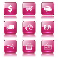 Shopping Sign Square Vector Pink Icon Design Set N11