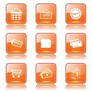 Shopping Sign Square Vector Orange Icon Design Set 2 N9