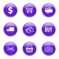 Shopping Sign Violet Vector Button Icon Design Set N9