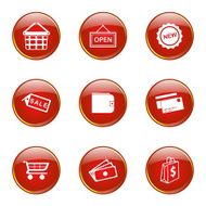 Shopping Sign Red Vector Button Icon Design Set 2 N7