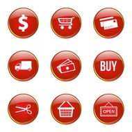 Shopping Sign Red Vector Button Icon Design Set N7