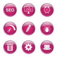 SEO Internet Sign Pink Vector Button Icon Design Set 8 N9