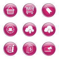 SEO Internet Sign Pink Vector Button Icon Design Set 7 N7