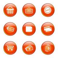 Shopping Sign Orange Vector Button Icon Design Set 2 N3