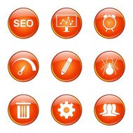 SEO Internet Sign Orange Vector Button Icon Design Set 8 N7