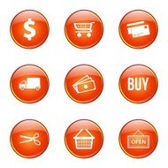 Shopping Sign Orange Vector Button Icon Design Set N8