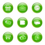 Shopping Sign Green Vector Button Icon Design Set 2 N8
