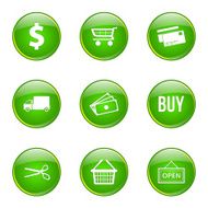 Shopping Sign Green Vector Button Icon Design Set N9